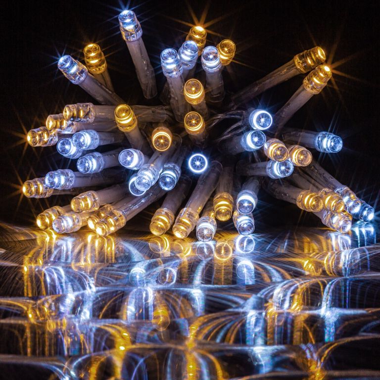 VOLTRONIC Vánoční řetěz 60 m, 600 LED, teple/studeně bílý