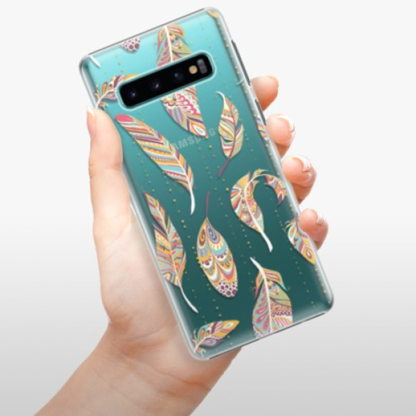 Plastové pouzdro iSaprio - Feather pattern 02 - Samsung Galaxy S10