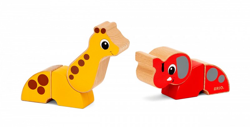 Brio Play and Learn - Magnetická zvířátka žirafa a slon