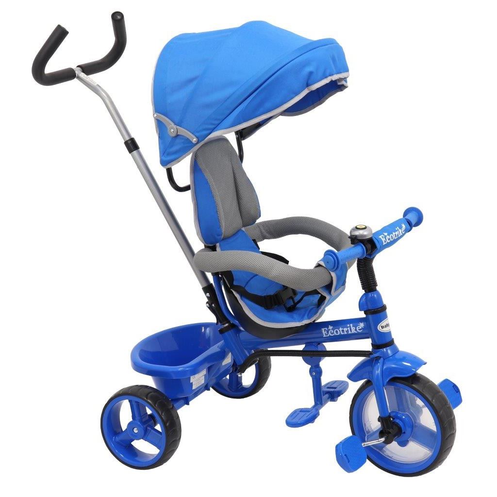 Dětská tříkolka Baby Mix Ecotrike s bezpečnostními pásy light blue - modrá