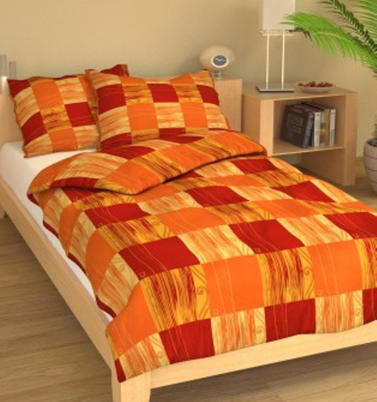 Přehoz přes postel jednolůžkový Čtverečky oranžové - , Výběr rozměru: