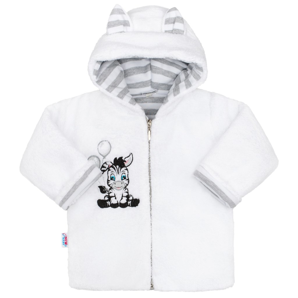 Luxusní dětský zimní kabátek s kapucí New Baby Zebra - bílá/80 (9-12m)