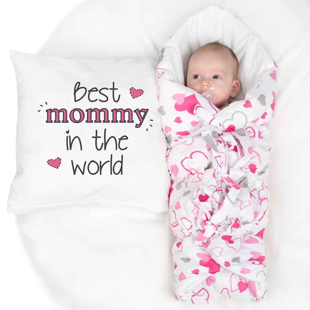 Polštář New Baby s potiskem Best mommy 40x40 cm - bílá