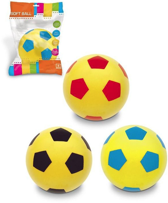 MONDO Soft míč dětský 20cm žlutý molitanový potisk kopačák 3 barvy