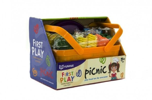 Zelenina a potraviny v košíku piknik plast 14ks v krabici 23x17x15cm