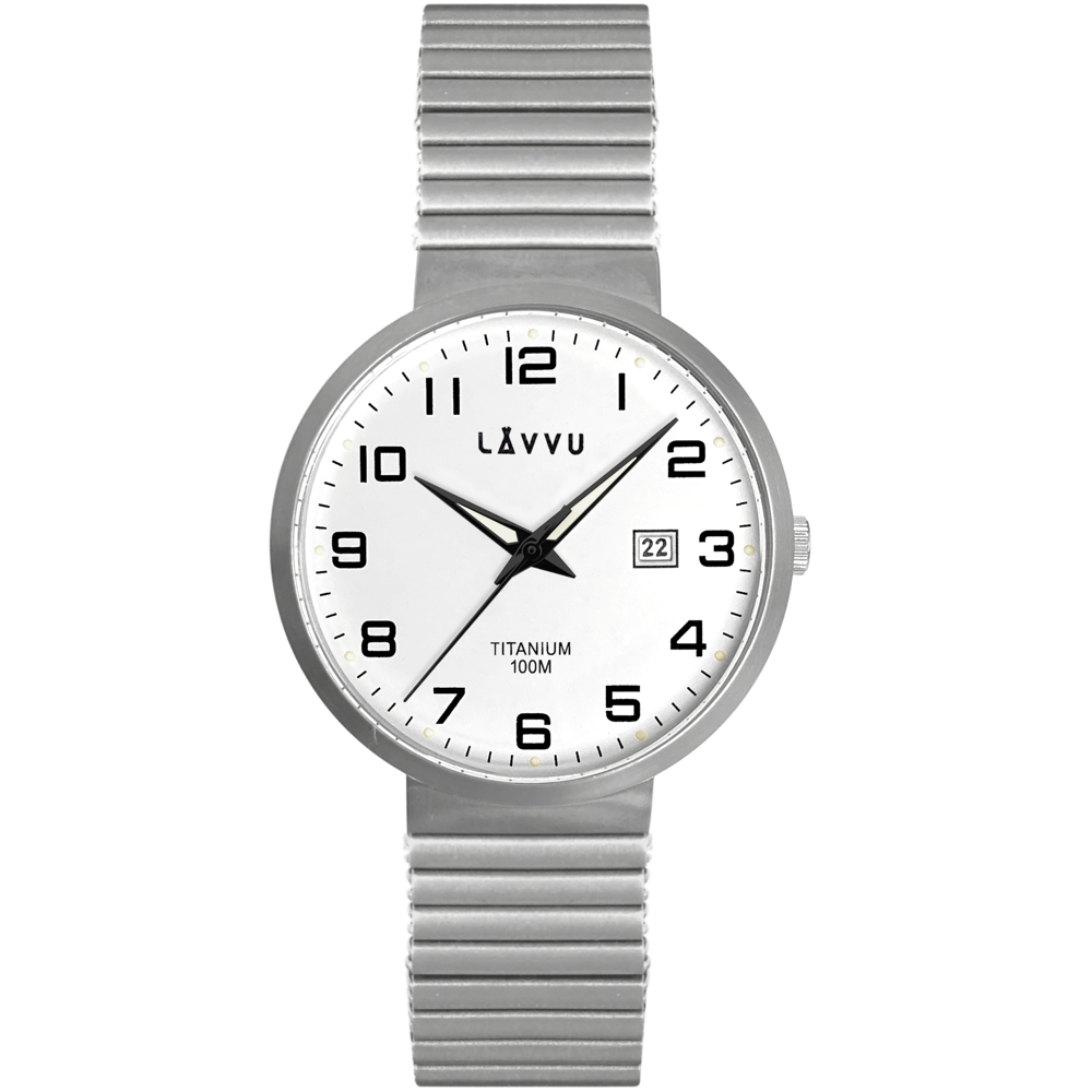 LAVVU Titanové pružné hodinky s vodotěsností 100M LUNDEN White