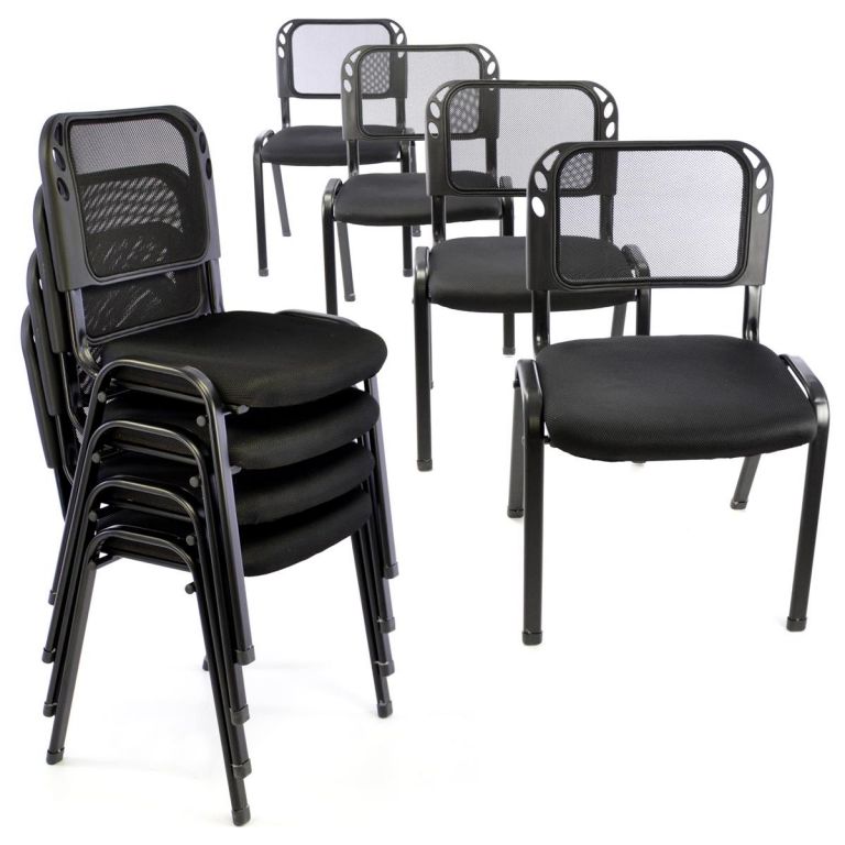 Sada stohovatelných židlí - 8 ks, černá