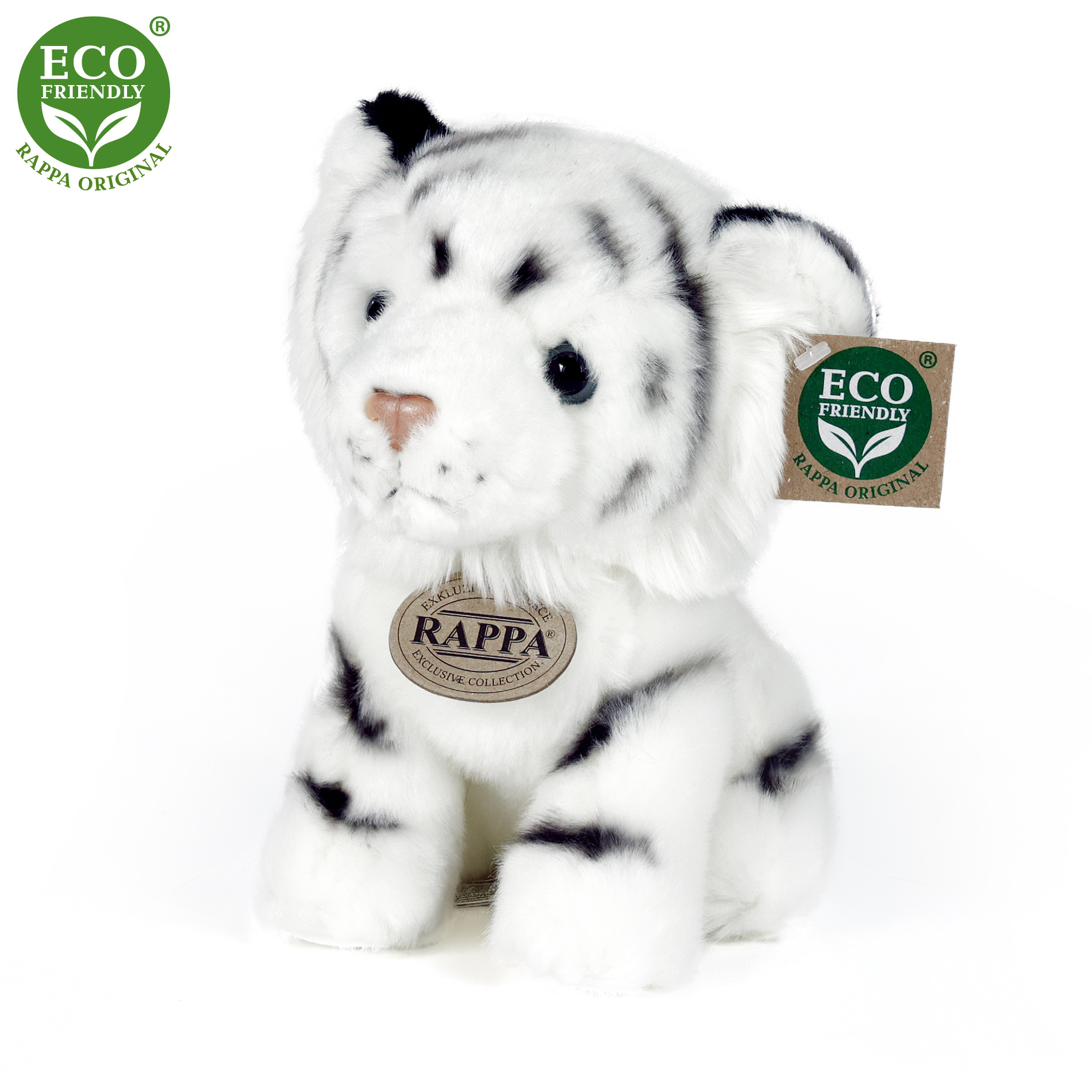 Rappa Eco-Friendly - Plyšový tygr bílý sedící 18 cm