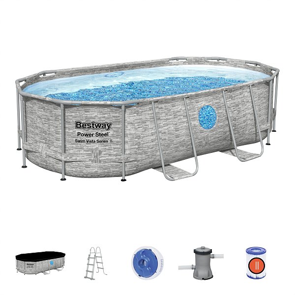 Bestway - Nadzemní bazén Power Steel Vista 427 x 250 x 100 cm, filtrace, schůdky