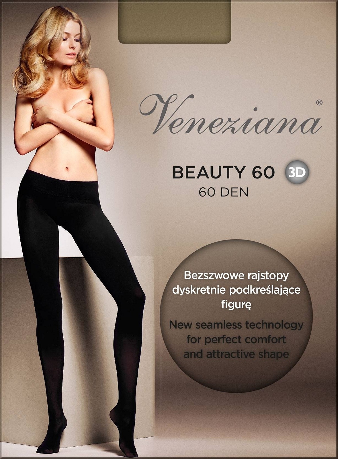 Punčocháče Veneziana Beauty 3D 60 den - Černá/3-M