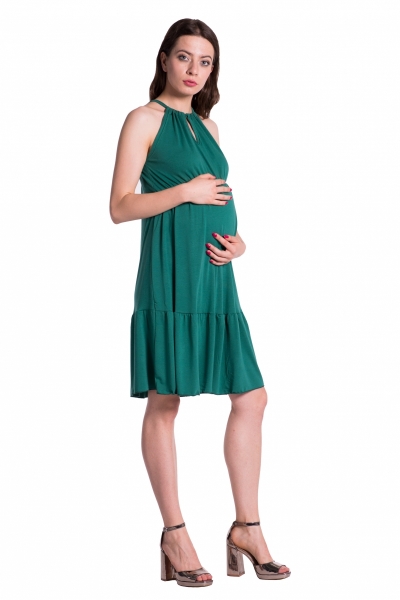Be MaaMaa Letní těhotenské šaty na ramínkách - zelené - UNI