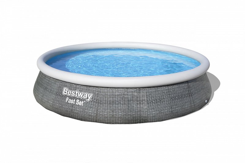 Bestway - nafukovací bazén Fast Set 396 x 84 cm, kartušová filtrace - šedý