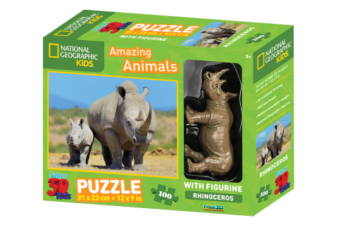 3D Puzzle Nosorožec 100 dílků figurka