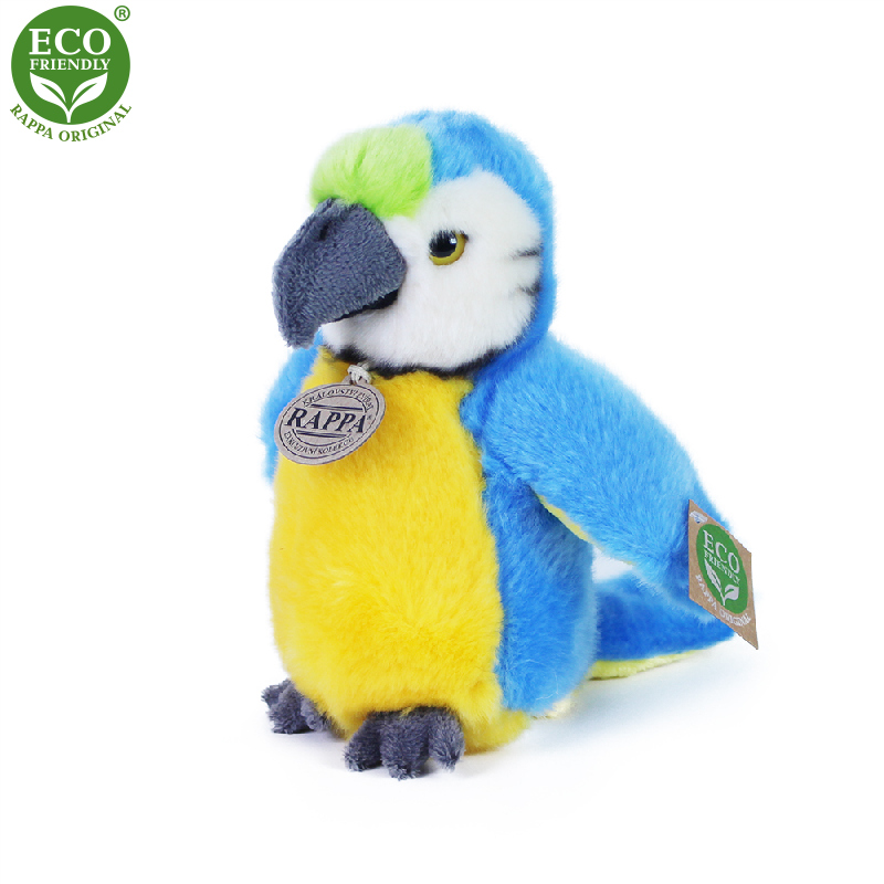 Plyšový papoušek modrý 19 cm ECO-FRIENDLY