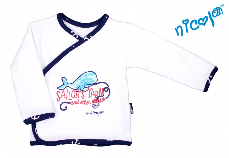 Novorozenecká bavlněná košilka Nicol, Sailor - zapínání bokem, vel.