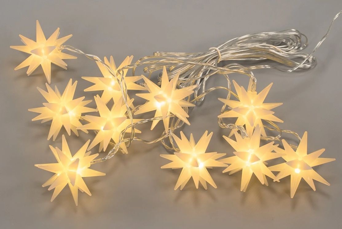 NEXOS Vánoční LED hvězdy, teple bílé, průhledný kabel