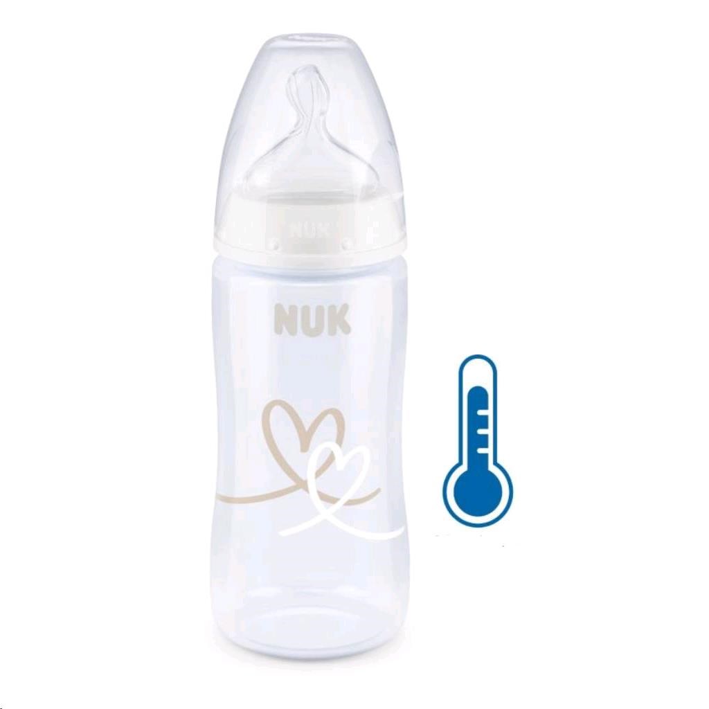 Kojenecká láhev NUK FC+Temperature Control 300 ml BOX-Flow Control savička - white - bílá