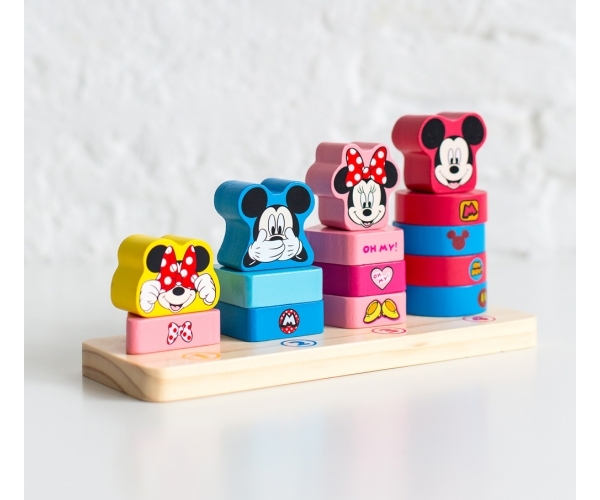 Dřevěná vkládačka Disney Mickey a Minnie - počítání, 23 x13 x 7,5 cm