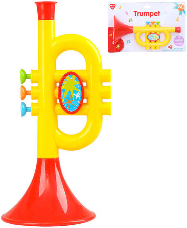 Trumpetka baby žlutočervená plast pro miminko *HUDEBNÍ NÁSTROJE*