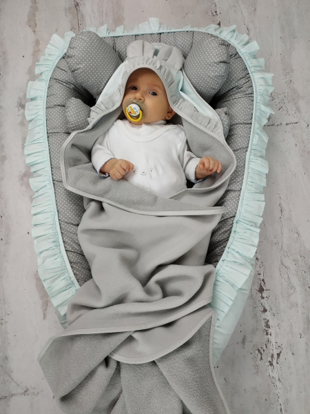 Baby Nellys Bavlněné oboustranné hnízdečko 55 x 75 cm, ROYAL - šedé