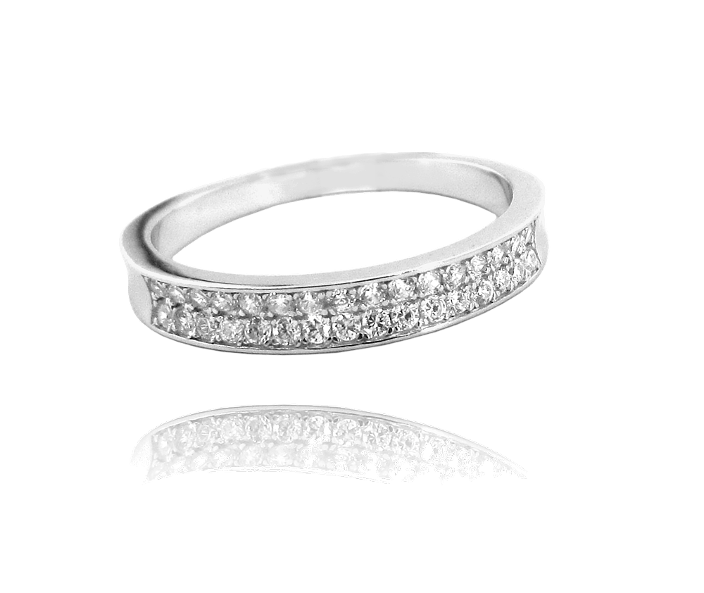 Stříbrný prsten MINET s bílými zirkony vel. 53