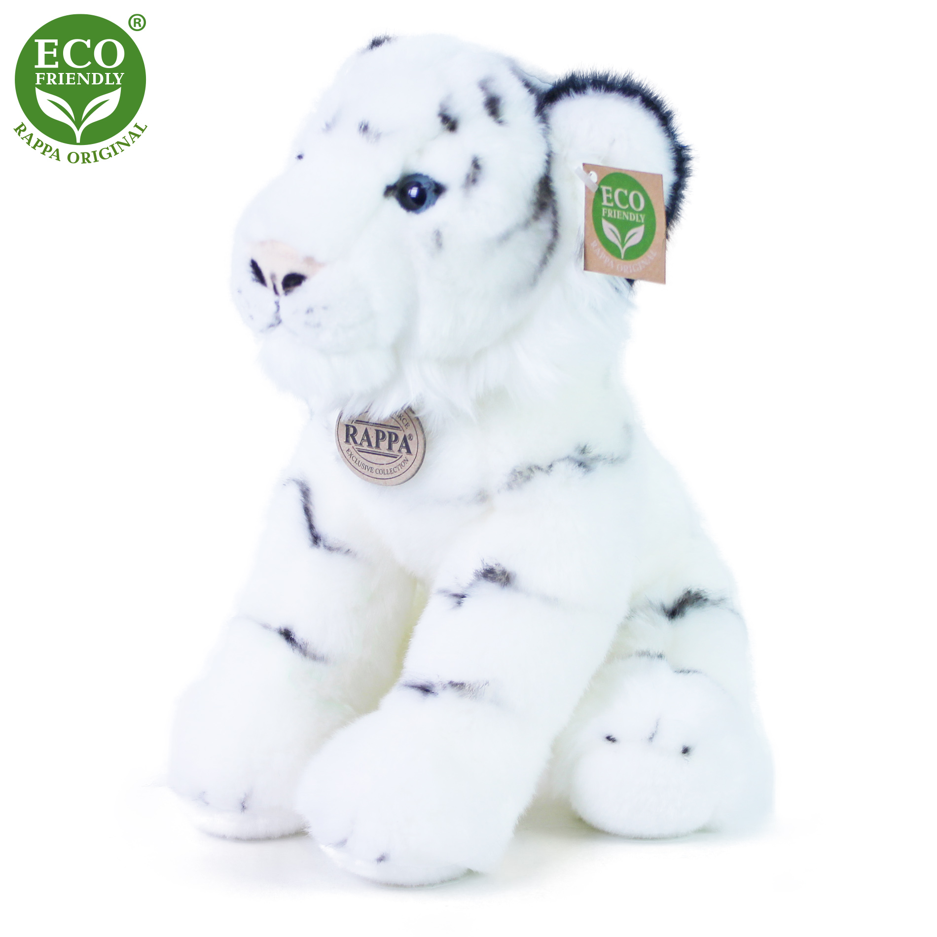 Plyšový tygr bílý sedící 30 cm ECO-FRIENDLY