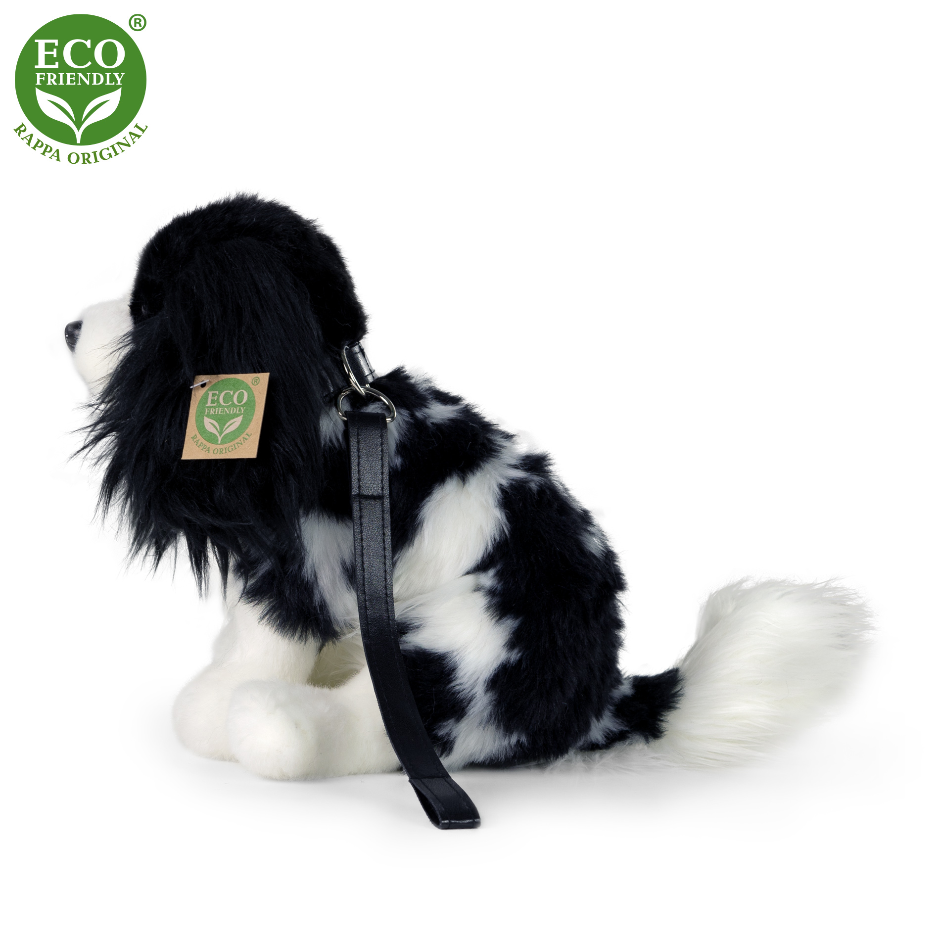 Rappa Eco-Friendly - Plyšový pes kavalier s vodítkem 27 cm