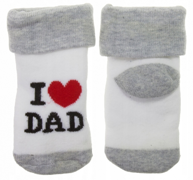 Kojenecké froté bavlněné ponožky I Love Dad, bílé/šedé 80/86 - 80-86 (12-18m)