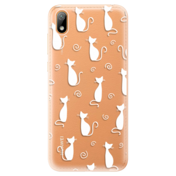 Odolné silikonové pouzdro iSaprio - Cat pattern 05 - white - Huawei Y5 2019