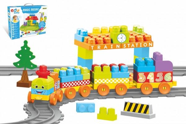 Baby Blocks vlak s kolejemi a stavebnicí plast s doplňky