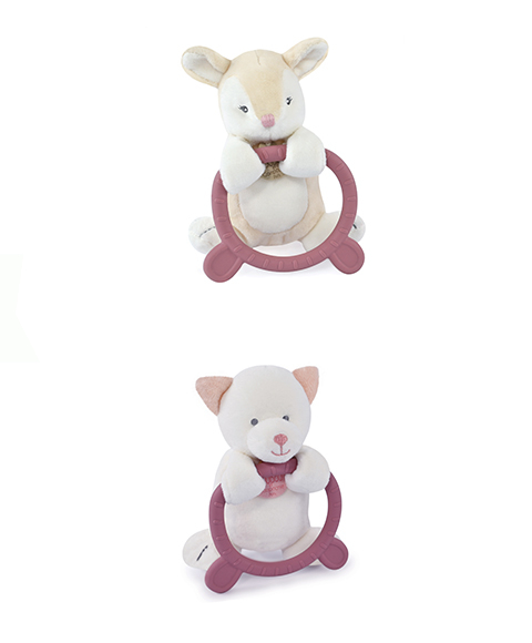 Doudou Plyšová hračka s kousátkem HOULAHOP 1 ks kočka
