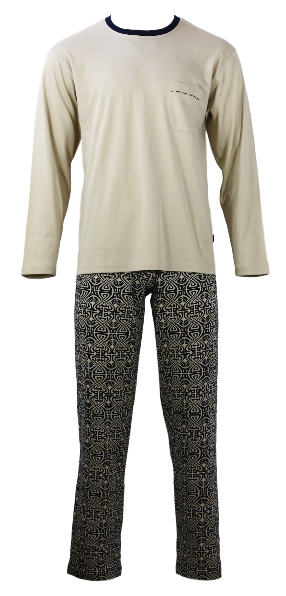 Pánské pyžamo s dlouhým rukávem TASIM - Favab - Béžová/M
