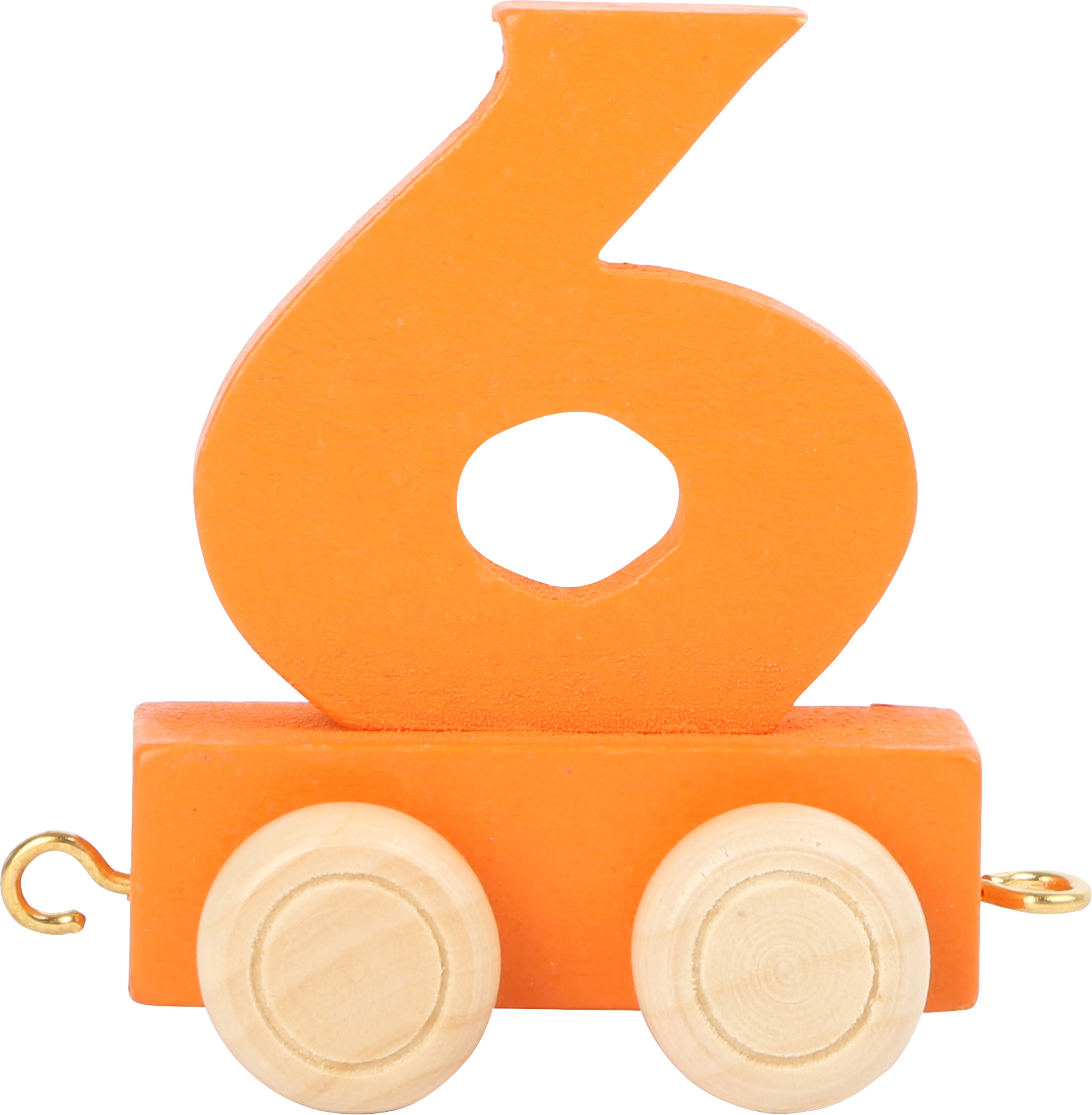 Vagónek dřevěné vláčkodráhy - barevné číslice - číslo 6