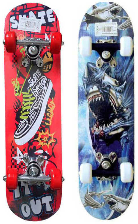 ACRA Skateboard dětský s grafikou Alu podvozek dřevěná deska 2 druhy