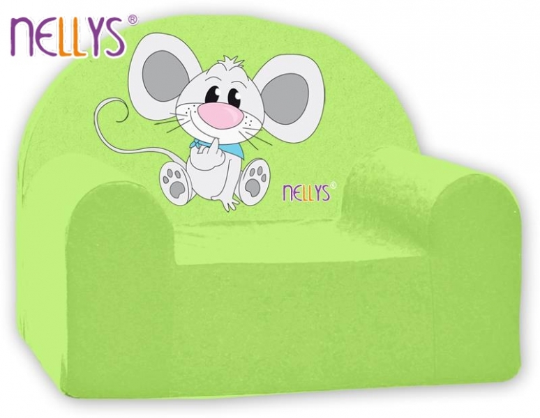 Náhradní potah na dětské křeslo Nellys - Myška v zeleném