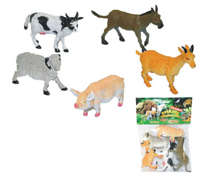 Zvířata domácí farma 4-7cm plastové figurky zvířátka set 5ks v sáčku