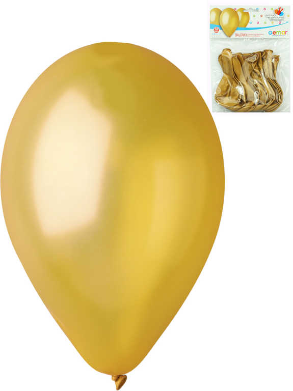 GEMAR Balónky nafukovací 26cm metalické zlaté set 10ks v sáčku