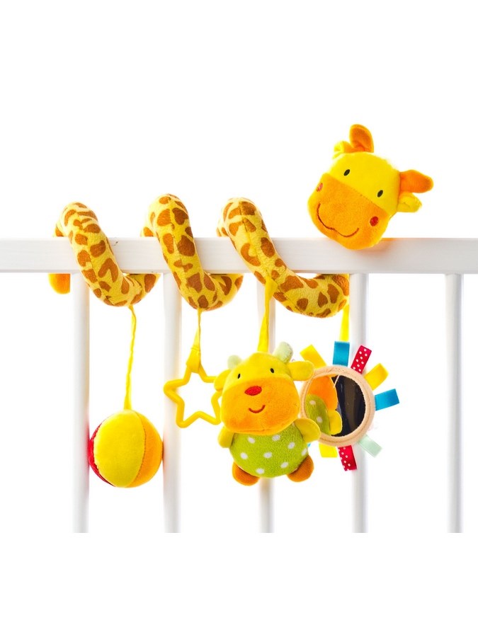 Hračka na postýlku spirála Sensillo Žirafa - žlutá