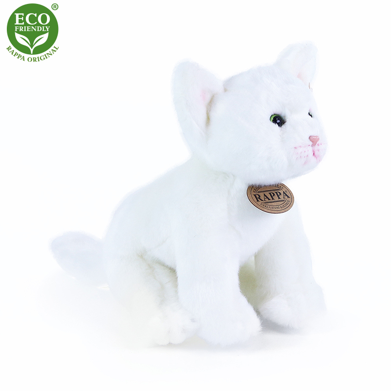 Plyšová kočka bílá sedící 24 cm ECO-FRIENDLY