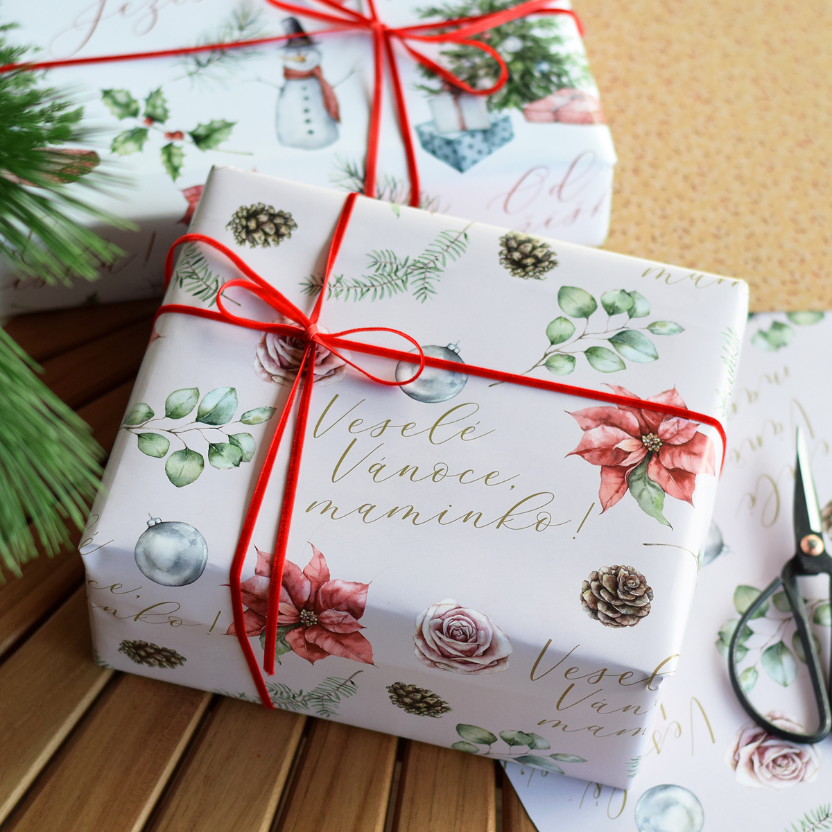 Velkoobchodní balení - Vánoční balící papír - Veselé Vánoce, maminko! - 25 archů