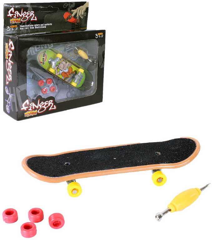 Skateboard prstový šroubovací set s doplňky 4 druhy v krabici