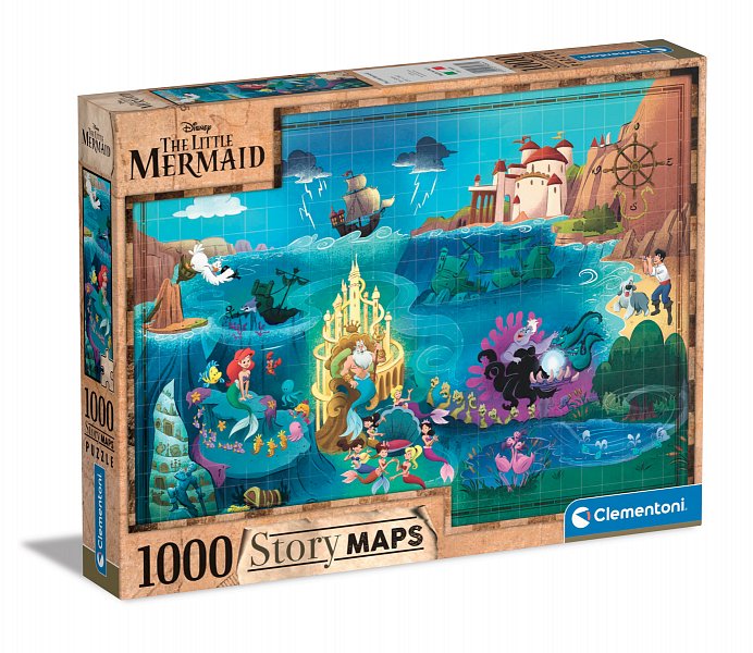 Clementoni Puzzles - Puzzle 1000 dílků Disney Mapa - Malá mořská víla