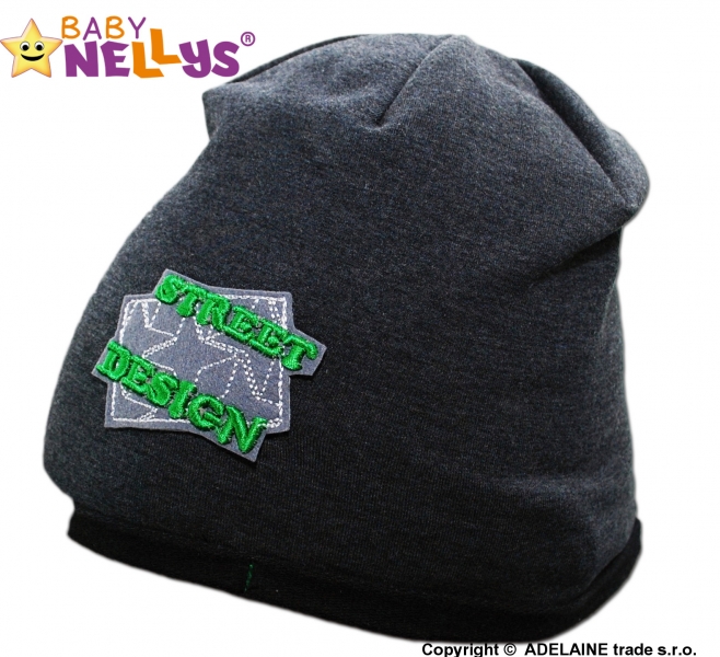 Bavlněná čepička Street Baby Nellys ® - grafit - 48/52 čepičky obvod
