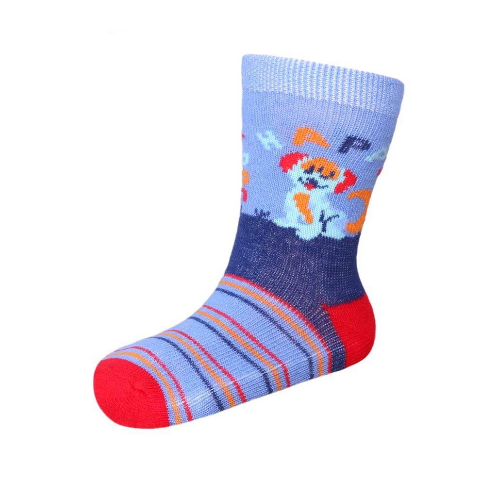 Kojenecké bavlněné ponožky New Baby modro-červené happy dog - modrá/74 (6-9m)