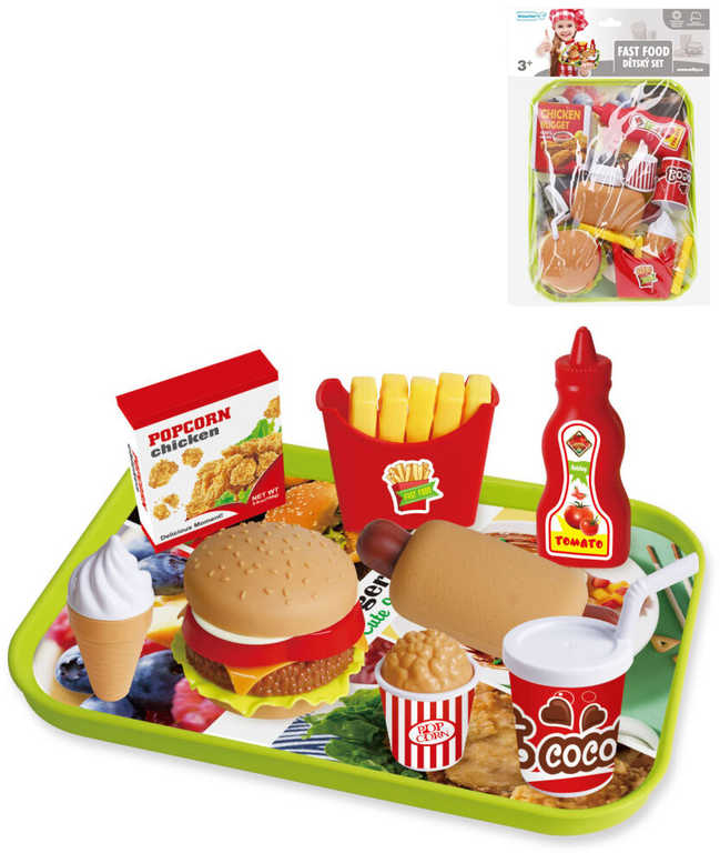Občerstvení Fast Food dětské makety potravin s tácem rychlé občerstvení