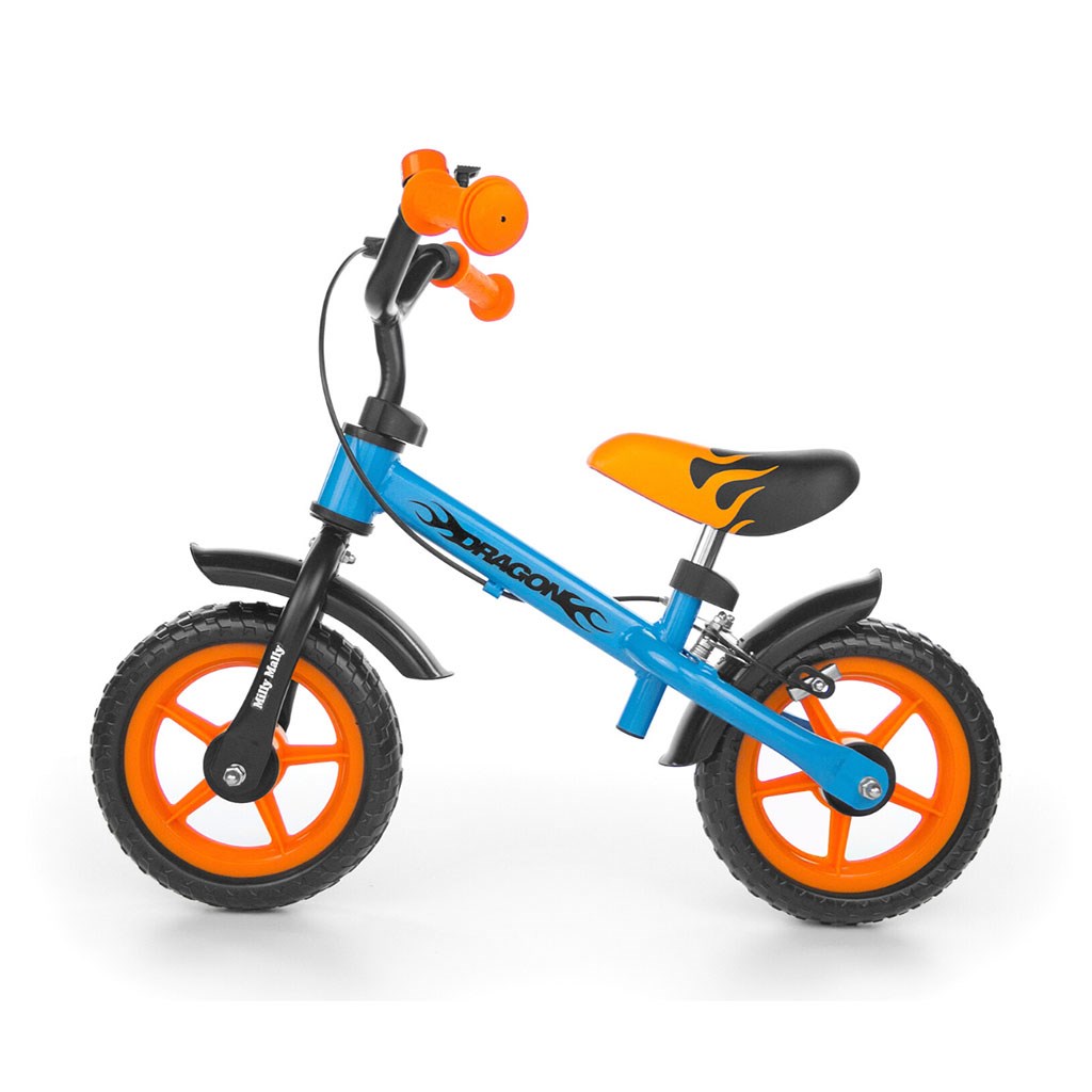 Milly Mally Dragon - Dětské odrážedlo kolo s brzdou orange-blue - oranžová