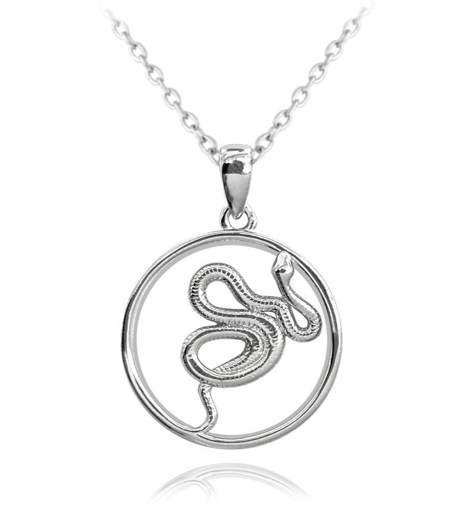MINET Stříbrný náhrdelník s hadem SNAKE