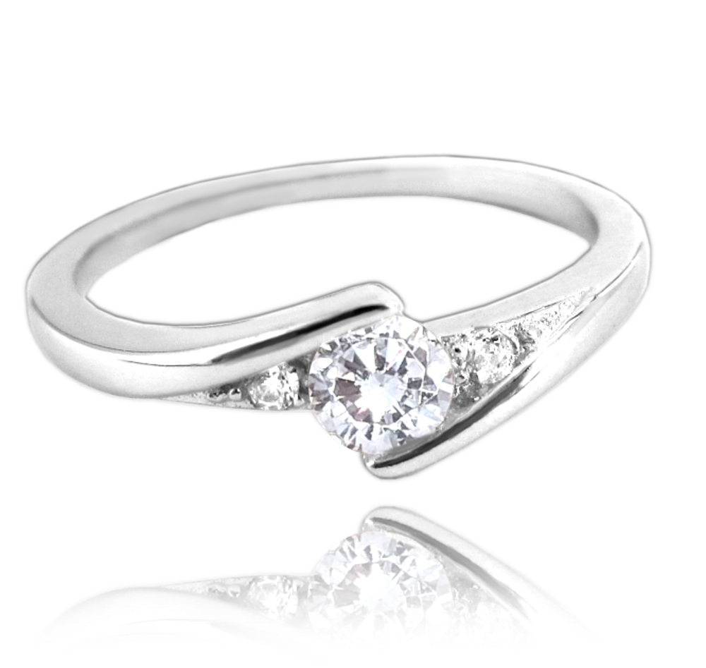 MINET Elegantní stříbrný prsten s bílými zirkony vel. 47