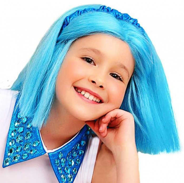 KARNEVAL Paruka dětská Lollipopz Bára modrá umělé vlasy