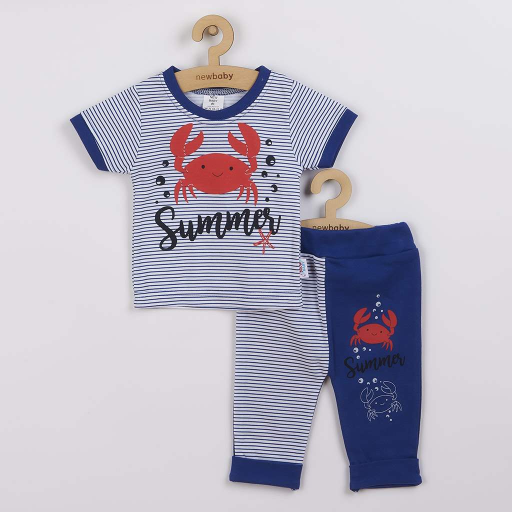 Kojenecké tričko s krátkým rukávem a tepláčky New Baby Summer - modrá/68 (4-6m)